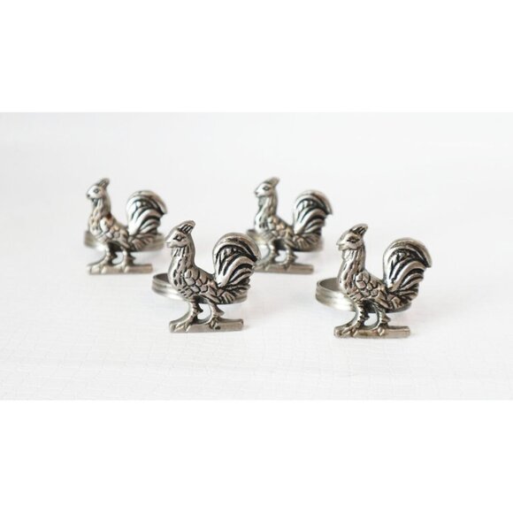 4 Vintage Metal Chicken Napkin Rings, Napkin Holders, Farmhouse Decor - Picture 1 of 4